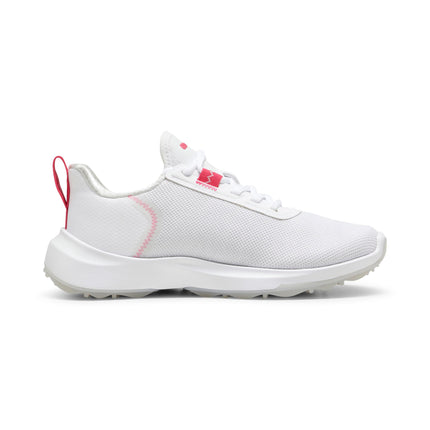 PUMA Golf Unisex-Child Fusion Crush Sport Jr Sneaker, Puma White-Garnet Rose,  Big Kid
