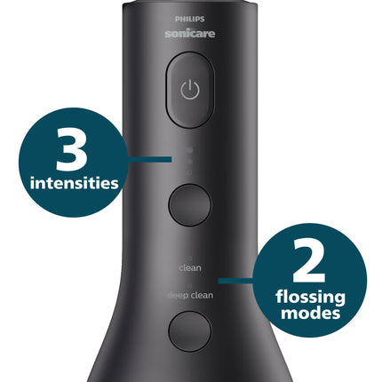 Philips Sonicare Power Flosser 3000 Cordless, Oral Irrigator Quad Stream technology and whisper quiet, Black, HX3826/23
