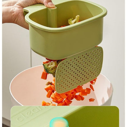 Kitchen Sink Strainer Basket, Faucet Hanging Strainer, Multi-Functional Food Colander,Press Automatic Dumping Kitchen Draining Basket, Easy Drain Filter with Bottom Release (White)