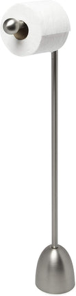 Heron Free Toilet Paper Holder Stand– Attractive Modern Bathroom Storage, Nickel Finish
