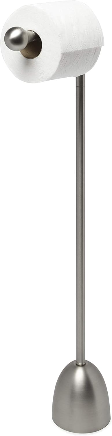 Heron Free Toilet Paper Holder Stand– Attractive Modern Bathroom Storage, Nickel Finish