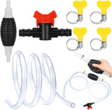 Guiqulai Siphon Pump Kit of 7 Pcs, Fuel Transfer Pump for Gasoline Gas Fluid Fuel Fish Tank, Manual Hand Pump with 2 M Siphon Hose Airbag, Stop Valve, Hose Fastener