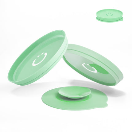 Ubbi Plate Set with Interchangeable Suction Base for Babies and Toddlers, 2 Pack, Sugar Snap Green