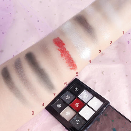 ORANO Waterproof 9 Colors Dark Shimmer Matte Metallic Smokey Black Red Eyeshadow Palette Kit