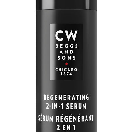 CW Beggs 2-in-1 Regenerating Serum for Men, Mature Skin, Anti-Aging Face Serum, Hypoallergenic, Fragrance-Free, Paraben-Free, Alcohol-Free, Mineral Oil-Free, Cruelty-Free