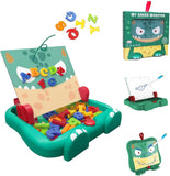 Aomola My Green Monster Kids Easel for Toddler with Magnetic Letters&Numbers Drawing Board Refrigerator Magnets, Educational Learning Toys Gifts for Boys Girls