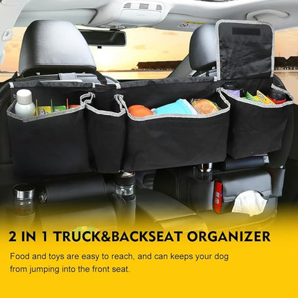 Car Trunk Organizer, Backseat Hanging Storage Bag with 4 Pockets, Foldable Waterproof Oxford Cargo Storage Bag for SUV Truck MPV VAN T8