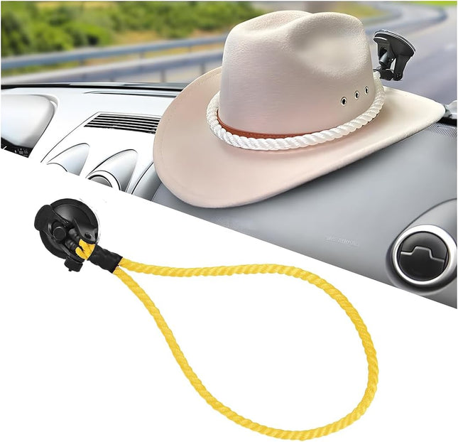 TSUGAMI Hat Mounts for Car, Vehicles Cowboy Hat Handmade Rope Holder Rack with Suction Cup for Dash Seat, Automotive Interior Hanger Accessories, Universal for SUV, Truck, RV