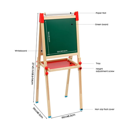 Kids Art Easel for Kids, Adjustable Standing Wooden Toddler Drawing Board, Double Sided Chevalet Enfant with Painting Supplies, Gift Art Supplies for Toddlers Age 4-8 9-12 (T04)