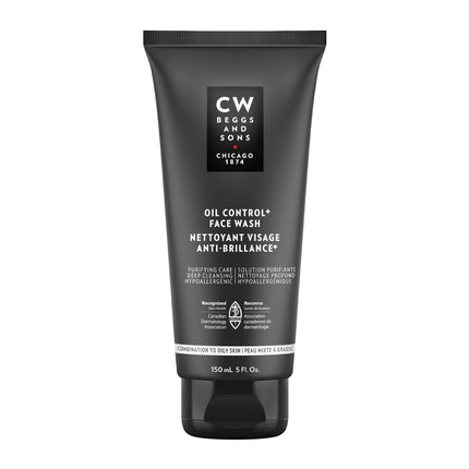 CW Beggs Oil Control+ Face Wash for Men, Oily Skin, Hypoallergenic, Fragrance-Free, Paraben-Free, Alcohol-Free, Mineral Oil-Free, Cruelty-Free