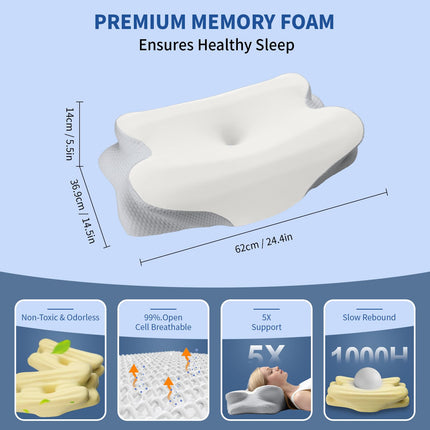 Warmstar Cervical Ergonomic Memory Foam Pillow for Neck Pain Relief with Pillowcase