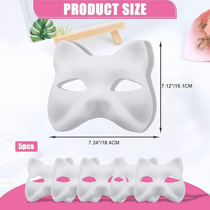 GUGELIVES 5 Pack Fox Mask DIY Paintable Cosplay Accessories Mask