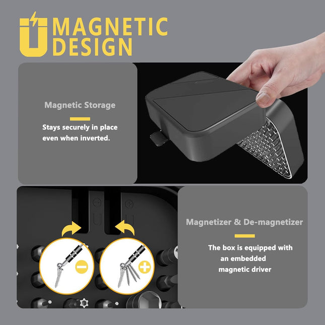 GWAHRWW Precision Screwdriver Set,150 in 1 tool kit screwdriver set with 120 Bits Magnetic Screwdriver Kit & 30 Bits Tool Set Handy Repair Tool, for Laptop,PC,Game,Console,Glasses, Black