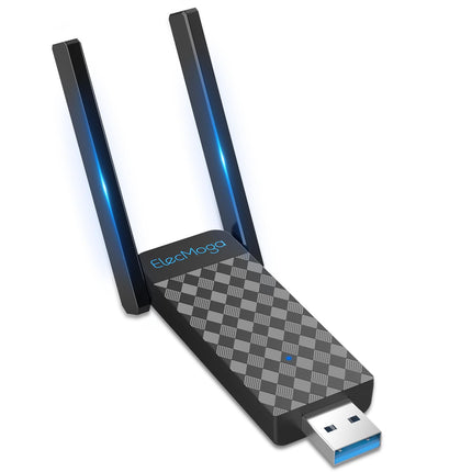 ElecMoga 1300Mbps WiFi Adapter 3.0 USB WiFi 5dBi Dual Band 2.4GHz/5GHz Wireless Adapter for PC/Desktop/Tablet/Laptop, Support Windows 7/10/11