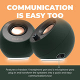 (LIKE NEW) Creative Pebble Pro Minimalist 2.0 USB-C Computer Speakers- Dark Green