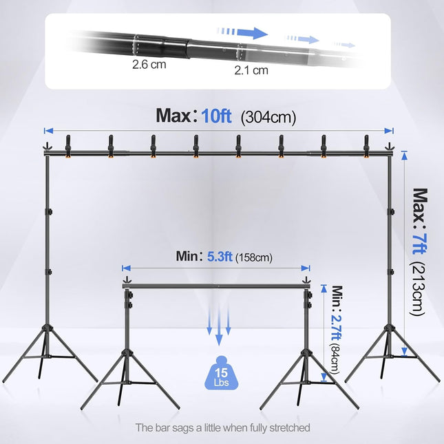 EMART Backdrop Stand Kit, 10x7ft (WxH) Adjustable Photo Backdrop Stands Kit for Parties with Carrying Bag, Photography Background Support Frame for Video Studio Photoshoot Banner Holder