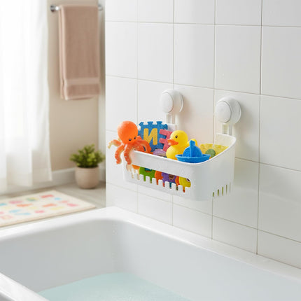 Dewsea Bath Toy Storage Organizer for Kids, No-Drill Suction Cup Shower Caddy, Bathtub Toy Holder with Drain Holes, Waterproof Bathroom & Kitchen Storage Basket