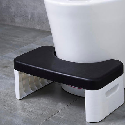 Portable Non-Slip Plastic Toilet / Squat Stool for All Ages, Foot Assistance, Black