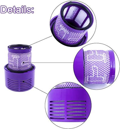 UPGRADED VERSION 3 PACK HEPA Replacement V10 Filters Compatible with Dyson V10 Cyclone series, V10 Absolute, V10 Animal, V10 Total Clean, V10 Motorhead, SV12, Part No. 969082-01, Washable and Reusable