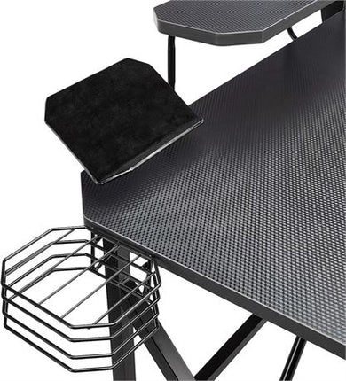 NEW, AMAZON BASICS Gaming Computer Desk with Storage, BLACK