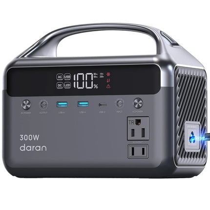 Portable Power Station 300W (600W Surge), 192Wh (60,000mAh) LiFePO4 Battery Backup, 300W AC Outlets, 5.5lbs Ultra-Light Power Bank Station, Solar Generator for Outdoor Camping, Home & Emergency