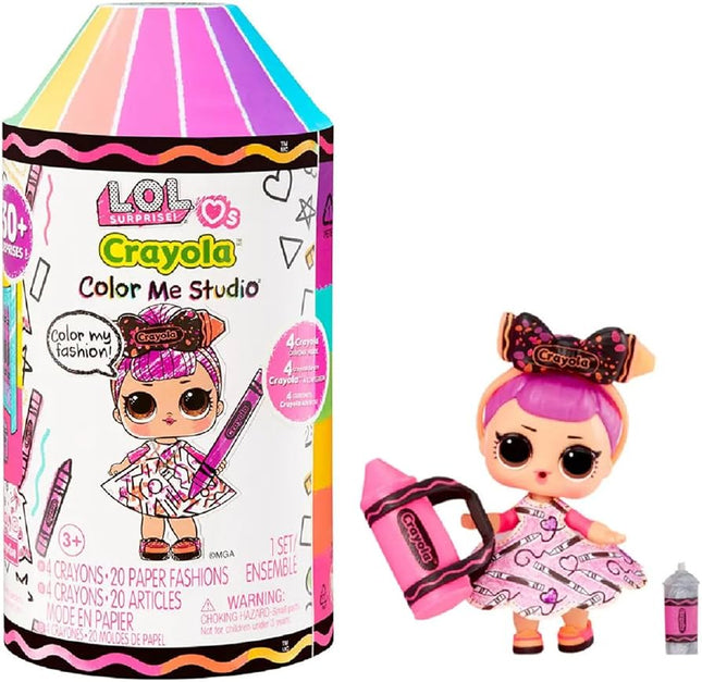 L.O.L. Surprise! Loves CRAYOLA Color Me Studio with Collectible Doll, Over 30 Surprises, Paper Dresses, Crayon Dolls, Art Studio Packaging, Crayon Capsule Packaging, Limited Edition Doll 3+