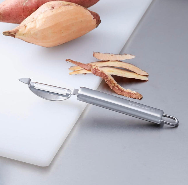 AmazonCommercial Stainless Steel Vegetable Peeler featuring a swivel blade design