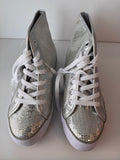 Gotta Flurt Women's Disco II Hi Silver Sequin Hip Hop Dance Sneaker
