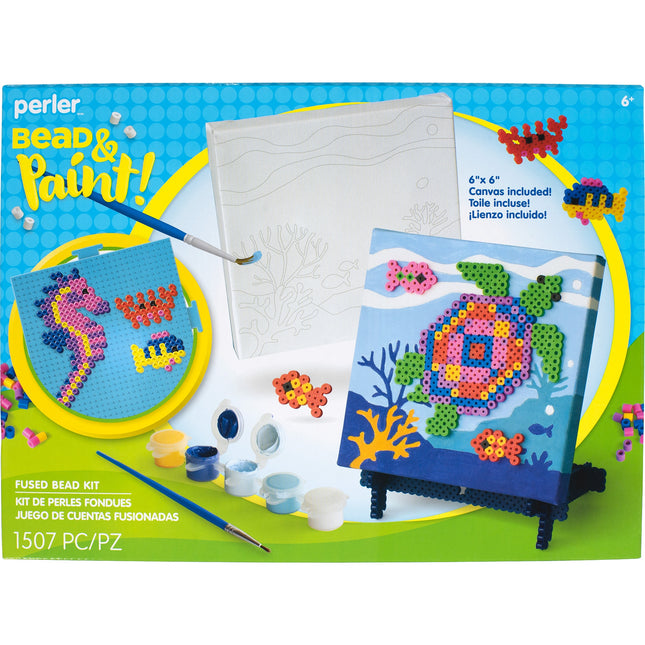 Perler Bead & Paint Canvas Kit-Underwater 6"x6"