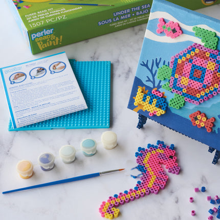 Perler Bead & Paint Canvas Kit-Underwater 6"x6"