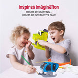 BoxArt Cardboard Crafts for Kids to Build & Color or Paint - Arts and Crafts DIY Imagination Play - Includes Dinosaur, Helicopter, Giraffe, Building, Windmill and Race Car.