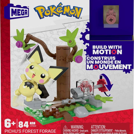 MEGA Pokémon Action Figure Building Toys Set, Pichu's Forest Forage with 84 Pieces, Motion and 1 Poseable and Buildable Character