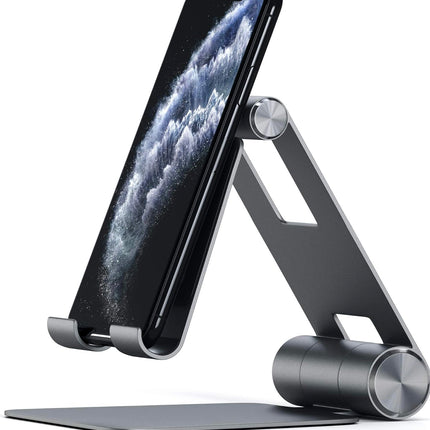 Satechi R1 Multi-Angle Foldable Tablet Stand - Compatible with iPad Pro M2/ M1, iPad Air M1, iPad Mini, iPhones 15/14/13/12 and More (Space Gray)