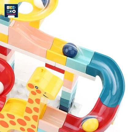 152CS Marble Run Race Track Slide DIY Building Blocks City Set Big Size Baseplate Funnel Bricks Educational Toys Children