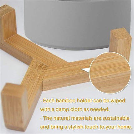 NEW, AOOTK Double Ceramic Non-Slip Dog/Cat Bowls with Wood Stand