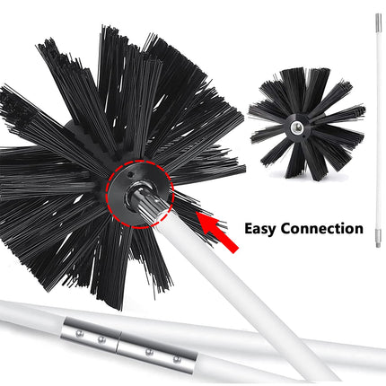 Yisowy Chimney Cleaning Brush Kit, Chimney Sweep Kit with Extension Flexible 23 Nylon Rods Dryer Vent Cleaner Kit, Fireplace Chimney Brushes, Chimney Sweeping Tool with 2 Synthetic Brush Heads