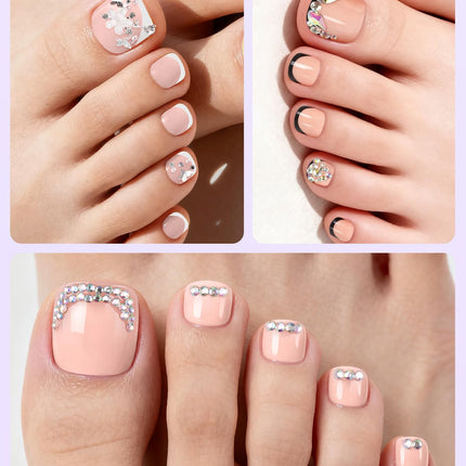 EBANKU 72 Pcs Square French Tips Toe Nail Tips Nude Pink False Fake Nail Tips for DIY Salon Home