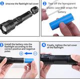 Chasinglee 90000 Lumens Rechargeable LED Flashlight - Super Bright Tactical Flashlight with Type-C Charging, 5 Modes, IPX65 Waterproof - Ideal for Camping, Hiking, Emergencies