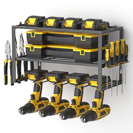 SPACECARE Heavy Duty 3 Layers Wall Mounted Storage Rack With 4 Holders for Cordless Drills Power Tool Organizer