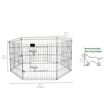 PJYuCien Puppy Playpen with Bottom Pad and Door, 8 Panels 30" H, Black