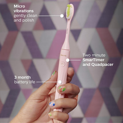 Philips One by Sonicare Battery Toothbrush, Pink, HY1100/06