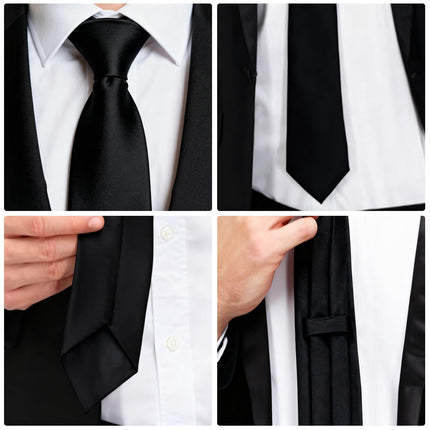 DTDNZKN Men's Necktie with Hook, BLACK