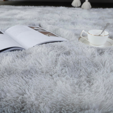 GERBIT 8x10 Feet Shag Area Rugs, Ultra Soft Indoor Nursery Rug, Tie-Dyed Light Grey Plush Shaggy Throw Carpets for Teen Room Dorm Living Room