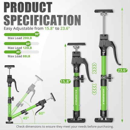KILOUPOLE Cabinet Jack Support Pole, 15.8-23.6 Inches Steel Telescopic Quick Support Rod, Third Hand Tool 3rd Hand Support System, Drywall Jack, Cargo Bars, 200 LB Capacity, 2-Pack