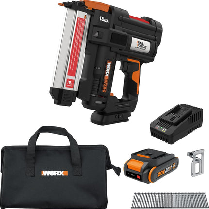 WORX Nitro 20V 18GA Cordless Brad Nailer, Cordless Nail Gun WX842L