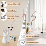 Cat Feather Toys, Cat Toys Wand, Interactive Cat Toy with Super Suction Cup, 2 PCS Cat Wand Toy and 8 PCS Feather Replacements with Bell, Interactive Cat Toy Kitten Toys for Indoor Play Chase Exercise