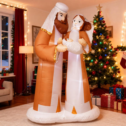 TRMESIA 8 Feet Blow up Jesus Birth Decoration Indoor Outdoor Inflatable | Nativity Scene Build-in LED Lights Christmas Garden Lawn Decoration Blow up Xmas Decor Holiday Party Celebrations and Parties