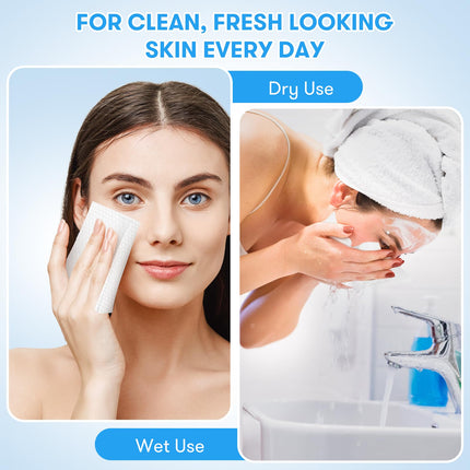 Beauntangly 50Count Disposable Face Towel, Ultra Soft Thick Absorbent Makeup Remover Dry Wipes, Biodegradable Lint-Free Face Cloths for Skin Care Cleansing