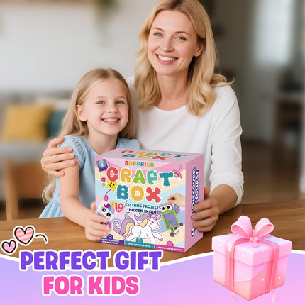 Sewing Kit for Beginner Kids, 10Pcs Unicorn Bear DIY Arts and Crafts Box, Felt Art Projects, Blind Box Craft Supplies, Learn to Sew Embroidery Kit, Easter Birthday Gifts for 3 4 5 6 7 8 Years Old Girls Boys