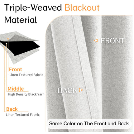 Dreaming Casa 100% Blackout Curtains 100x84 Inches Long 1 Panel Greyish White